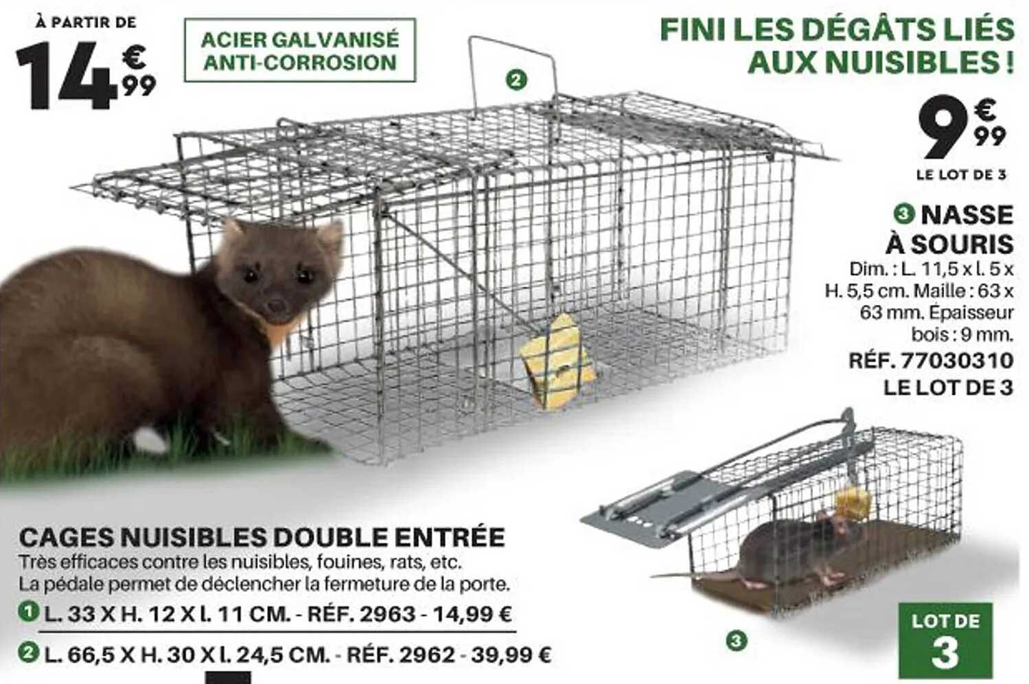 cages nuisibles double entrée nasse à souris