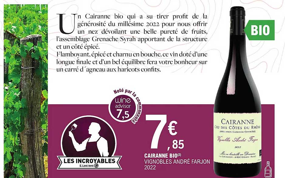 cairanne bio vignobles andré farjon 2022