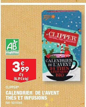 calendrier de l'avent thés et infusions clipper