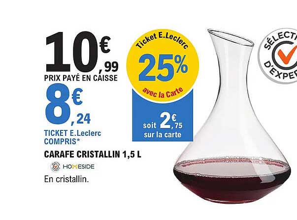 carafe cristallin 1,5 l homeside