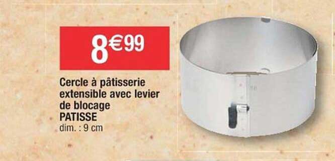 cercle à pâtisserie extensible avec levier de blocage patisse