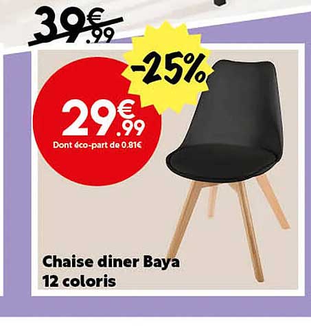 chaise diner baya 12 coloris
