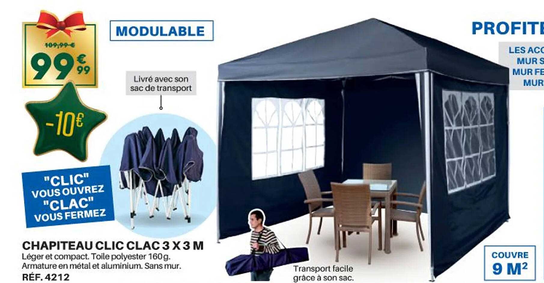 chapiteau clic clac 3 x 3 m