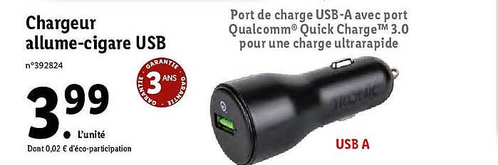 chargeur allume-cigare usb