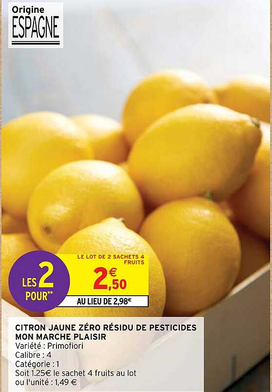 citron jaune zéro résidu de pesticides mon marché plaisir