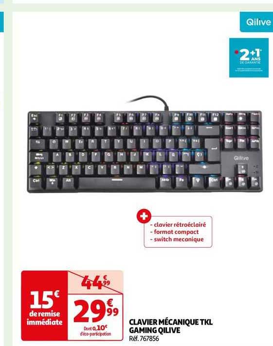 clavier mécanique tkl gaming qilive