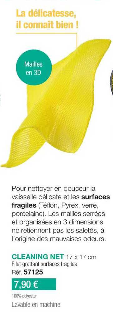 cleaning net filet grattant surfaces fragiles