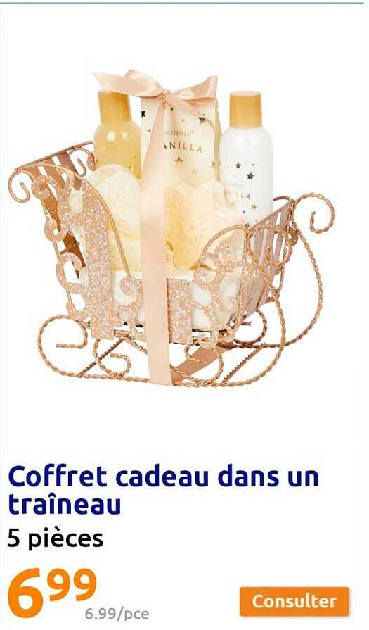 coffret cadeau dans un traîneau