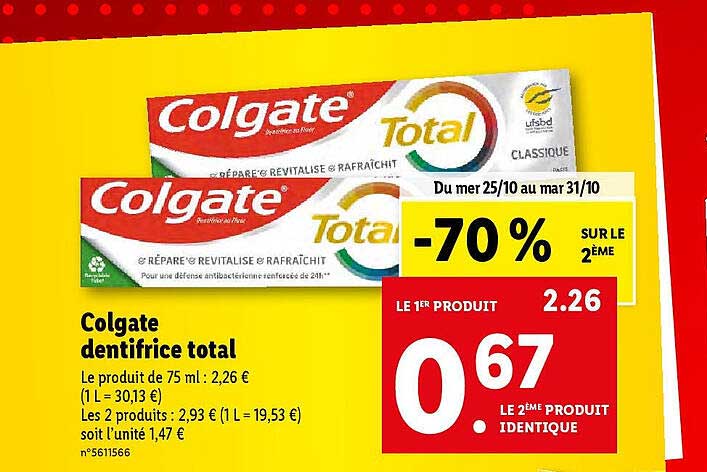 Colgate Dentifrice Total
