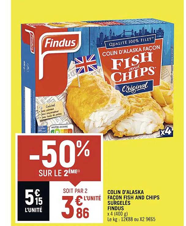colin d'alaska façon fish and chips surgelés findus
