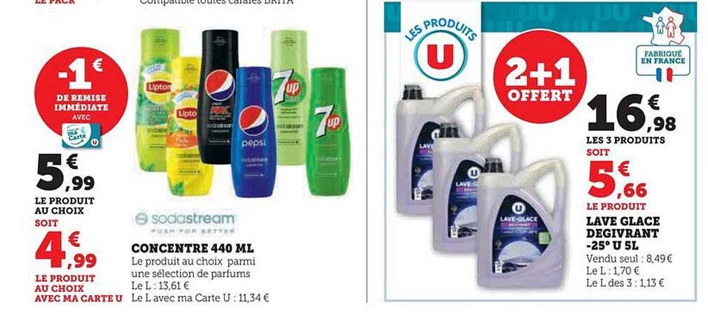 concentré 440 ml sodastream, lave glace dégivrant -25° u 5l