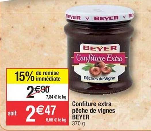 confiture extra pêche de vignes beyer