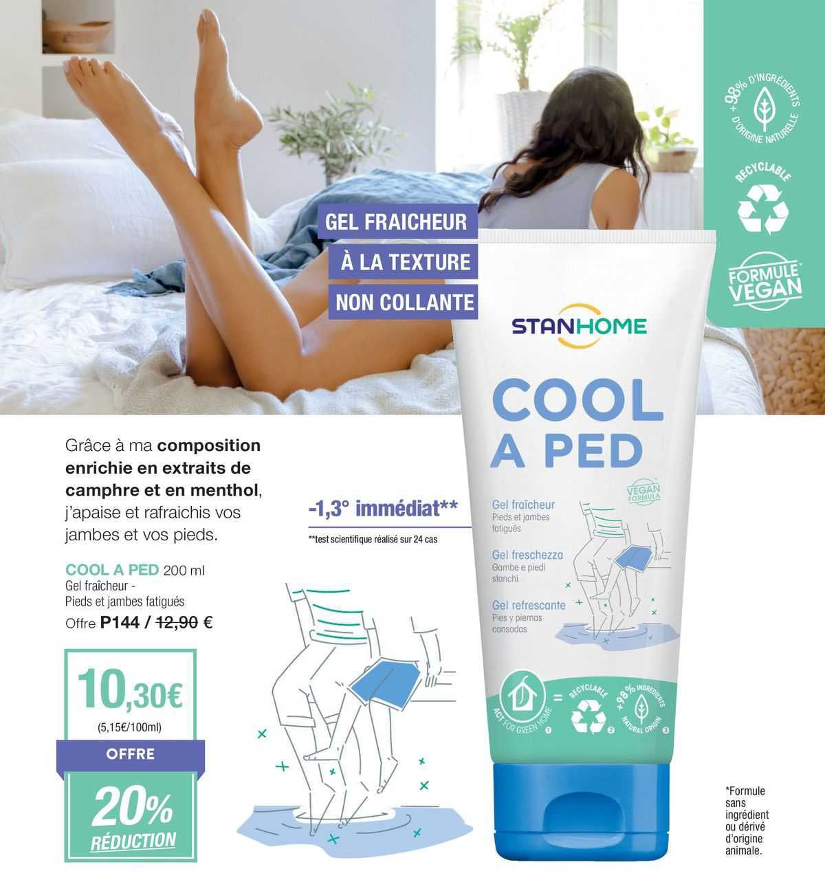 cool a ped gel fraîcheur pieds et jambes fatigués