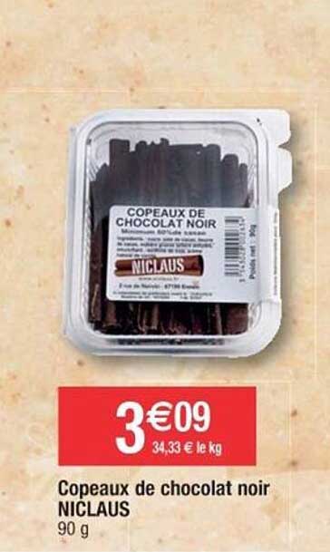 Copeaux De Chocolat Noir Niclaus