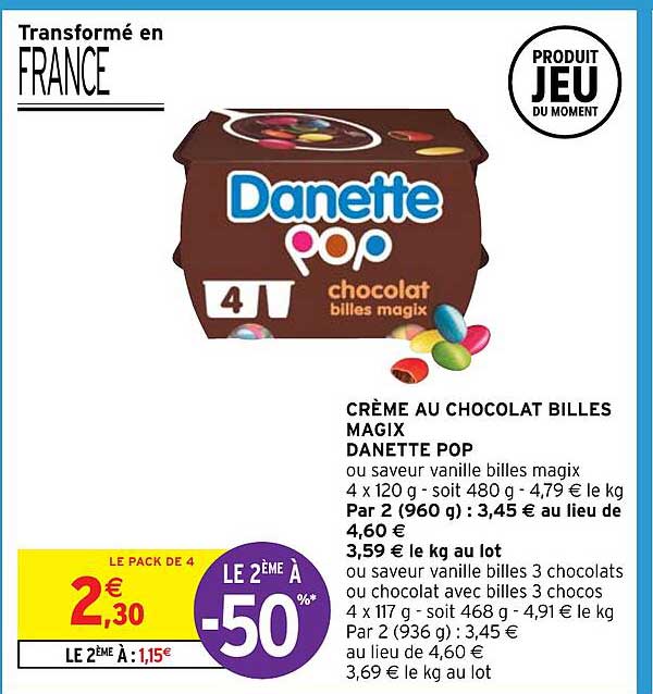 crème au chocolat billes magix danette pop