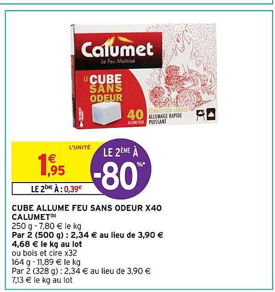 cube allume feu sans odeur x 40 calumet