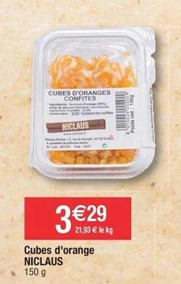 cubes d'orange niclaus