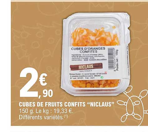 cubes de fruits confits "niclaus"