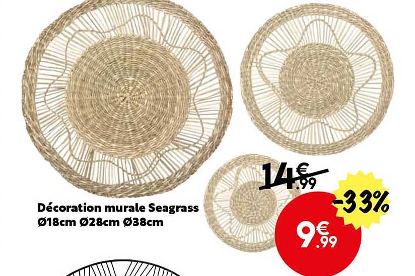 décoration murale seagrass ø18 cm ø28 cm ø38 cm