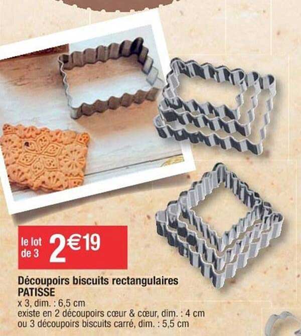 découpoirs biscuits rectangulaires patisse