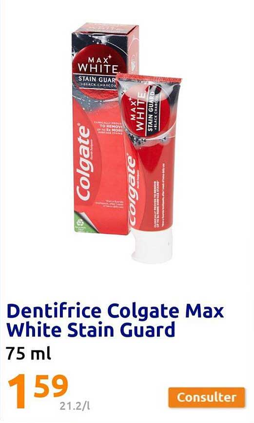dentifrice colgate max white stain guard