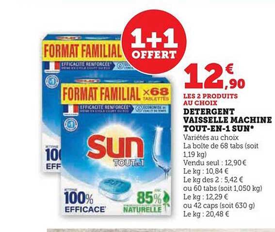 détergent vaisselle machine tout-en-1 sun