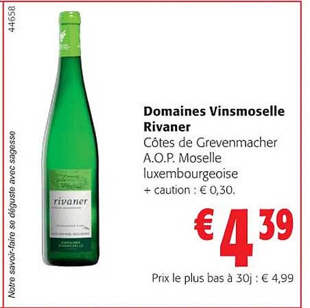 domaines vinsmoselle rivaner côtes de grevenmacher a.o.p. moselle luxembourgeoise