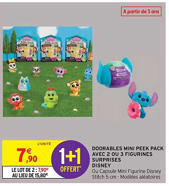 doorables mini peek pack avec 2 ou 3 figurines surprises disney
