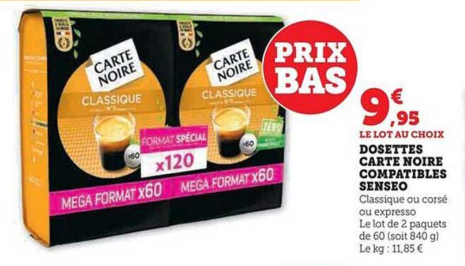 dosettes carte noire compatibles senseo