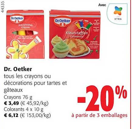 dr. oetker tous les crayons ou décorations pour tartes et gâteau