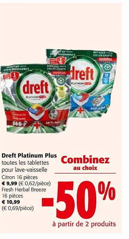 dreft platinum plus toutes les tablettes pour lave-vaisselle