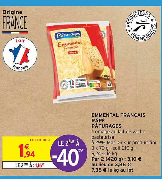Emmental Français Râpé Pâturages