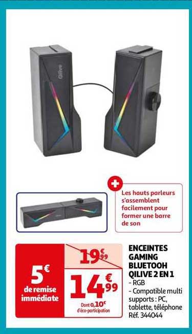 enceintes gaming bluetooth qilive 2 en 1