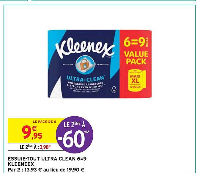 essuie-tout ultra clean 6=9 kleenex