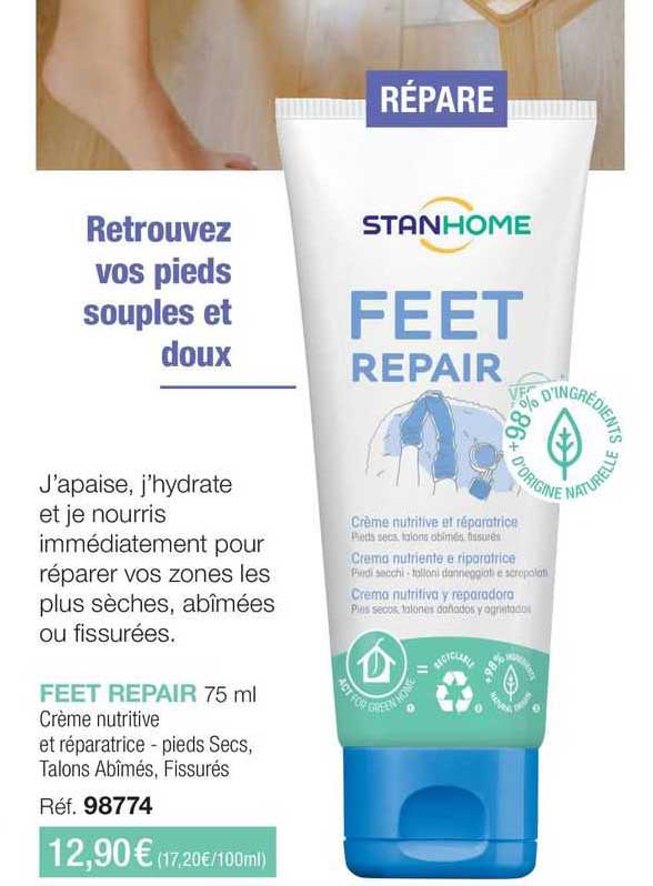 feet repair crème nutritive et réparatrice - pieds secs talons abîmés fissurés