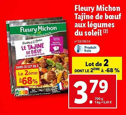 fleury michon tajine de bœuf aux légumes du soleil