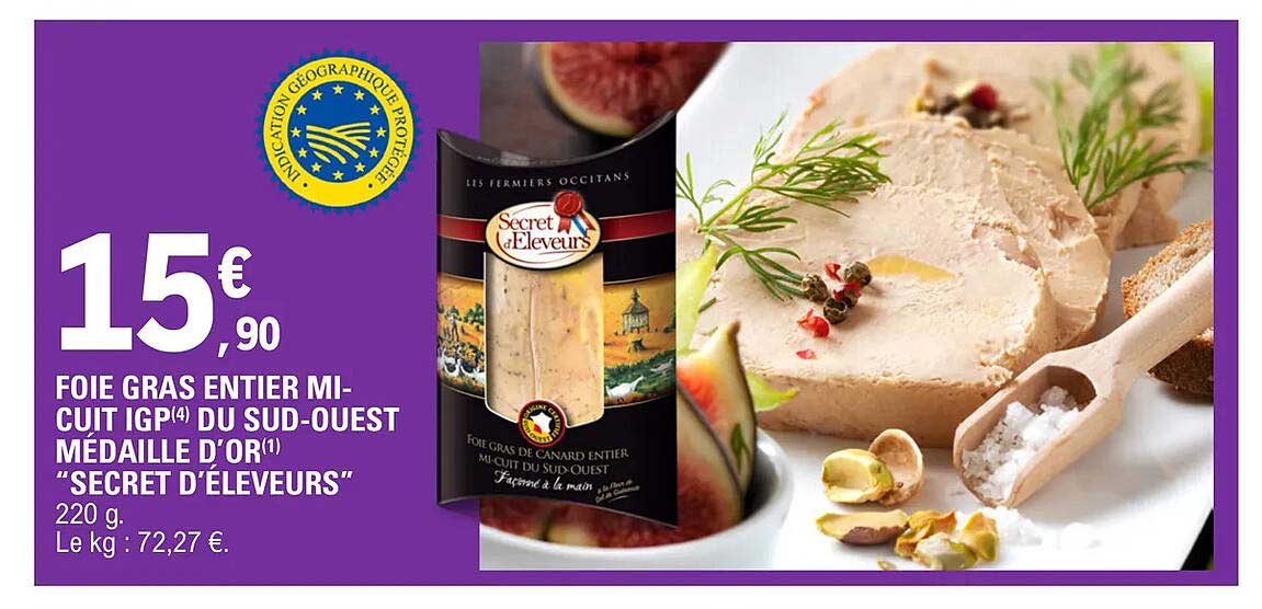 foie gras entier mi-cuit igp du sud-ouest médaille d'or "secret d'éleveurs"