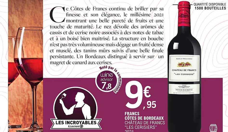 francs côtes de bordeaux château de francs "les cerisiers" 2021