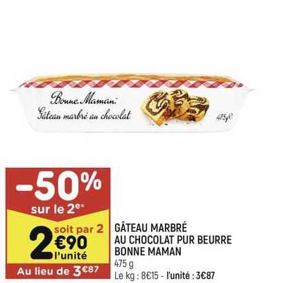 gâteau marbré au chocolat pur beurre bonne maman