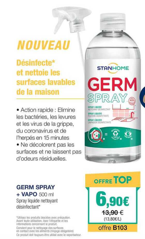 germ spray + vapo spray liquide nettoyant désinfectant