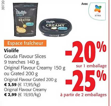 gouda flavour slices 9 tranches, original flavour creamy ou grated violife