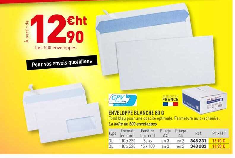 gpv enveloppe blanche 80g