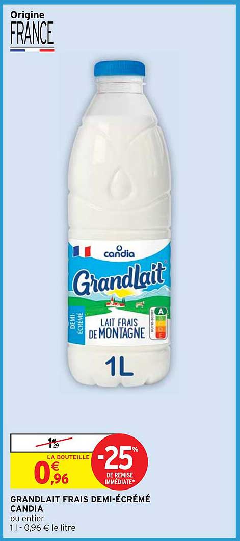 grand lait frais demi-écrémé candia