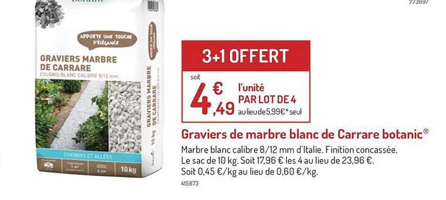 graviers de marbre blanc de carrare botanic