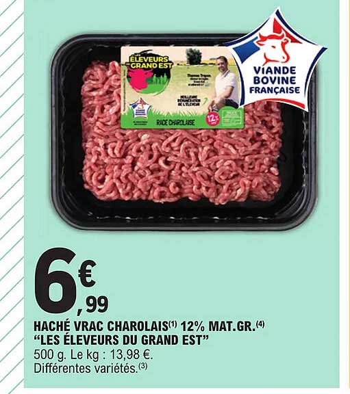 haché vrac charolais 12% mat. gr. "les éleveurs du grand est"
