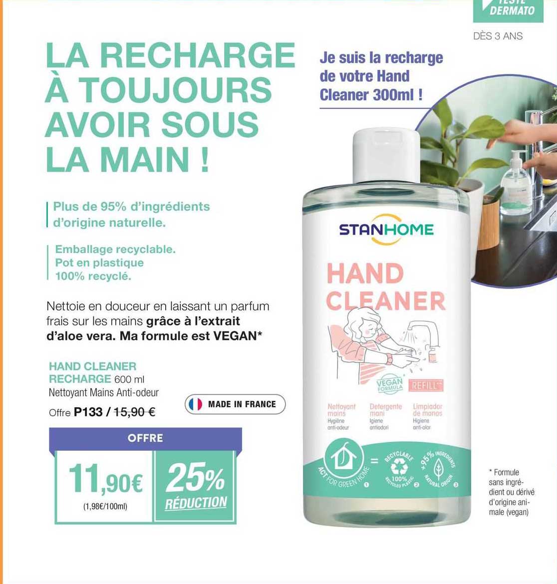 hand cleaner recharge nettoyant mains anti-odeur