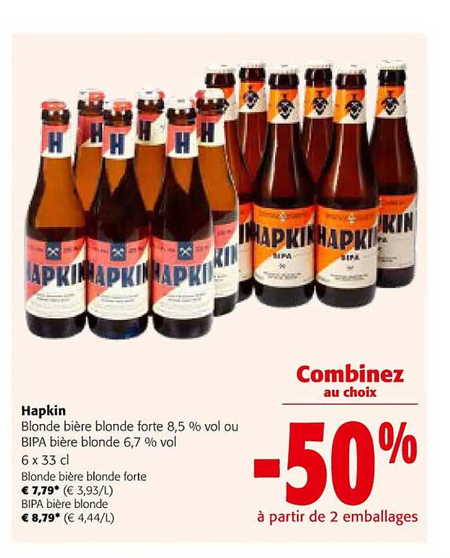 hapkin blonde bière blonde forte 8,5% vol ou bipa bière blonde 6,7% vol