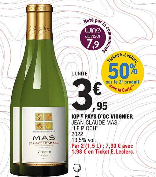 igp pays d'oc viognier jean-claude mas "le pioch" 2022