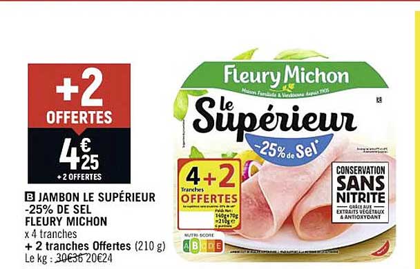 jambon le supérieur -25% de sel fleury michon