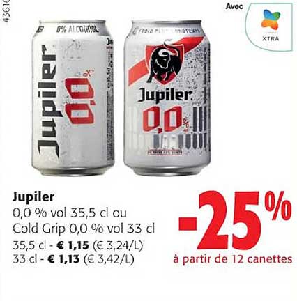 jupiler 0.0% vol 35.5 cl ou cold grip 0.0% vol